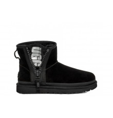 UGG Classic Mini Zipper Tape Logo Boot Black